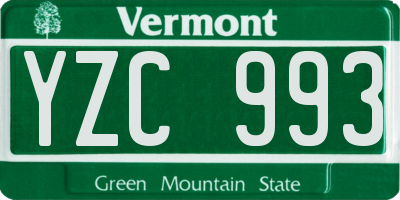 VT license plate YZC993