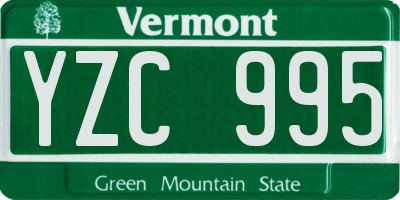 VT license plate YZC995