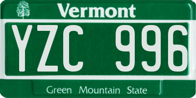 VT license plate YZC996
