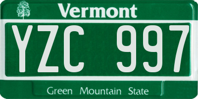 VT license plate YZC997