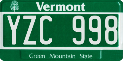 VT license plate YZC998