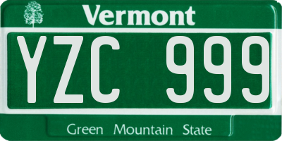 VT license plate YZC999