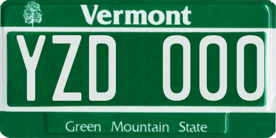 VT license plate YZD000