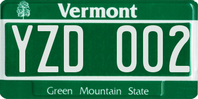 VT license plate YZD002