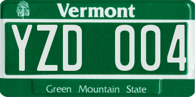 VT license plate YZD004