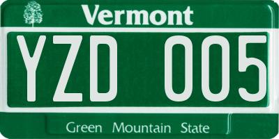 VT license plate YZD005