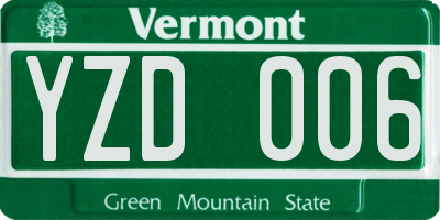 VT license plate YZD006