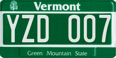 VT license plate YZD007