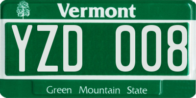 VT license plate YZD008