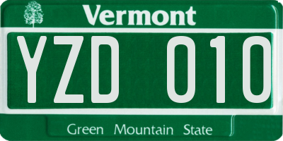 VT license plate YZD010
