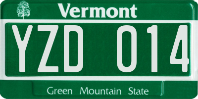 VT license plate YZD014