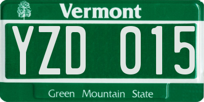 VT license plate YZD015