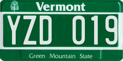 VT license plate YZD019
