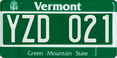 VT license plate YZD021