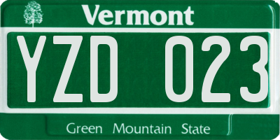 VT license plate YZD023