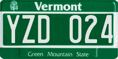 VT license plate YZD024