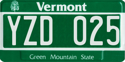 VT license plate YZD025