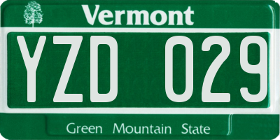 VT license plate YZD029
