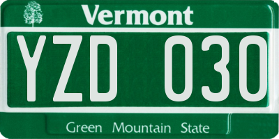 VT license plate YZD030