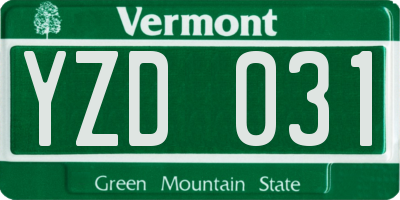 VT license plate YZD031