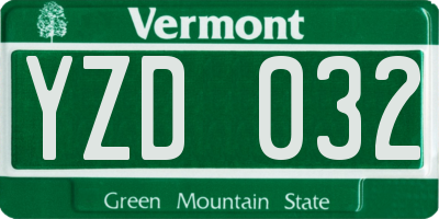VT license plate YZD032