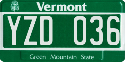 VT license plate YZD036