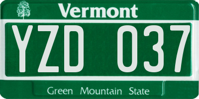 VT license plate YZD037
