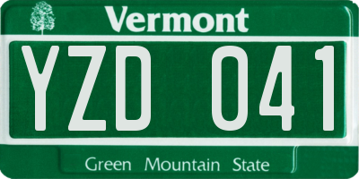 VT license plate YZD041