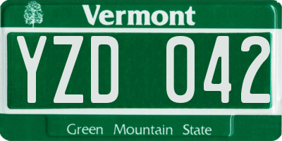 VT license plate YZD042