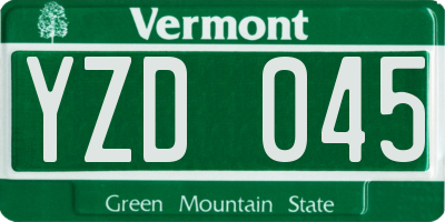 VT license plate YZD045
