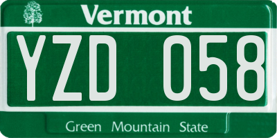 VT license plate YZD058