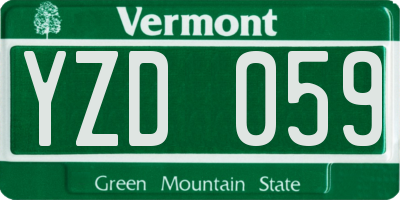 VT license plate YZD059