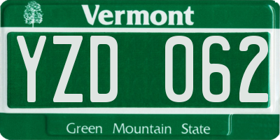 VT license plate YZD062