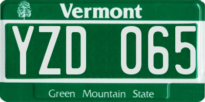 VT license plate YZD065