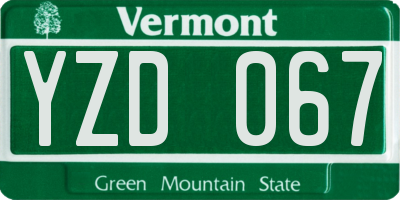VT license plate YZD067