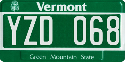 VT license plate YZD068