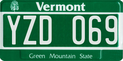 VT license plate YZD069