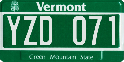 VT license plate YZD071