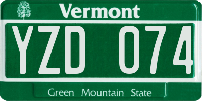 VT license plate YZD074