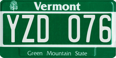 VT license plate YZD076