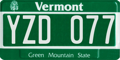 VT license plate YZD077