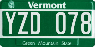 VT license plate YZD078