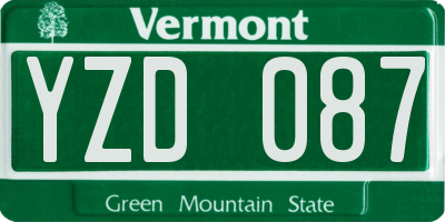 VT license plate YZD087