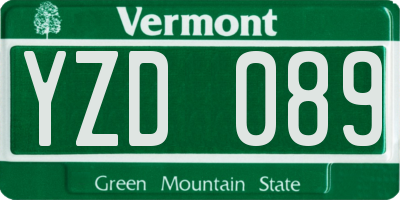 VT license plate YZD089
