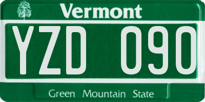 VT license plate YZD090