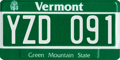 VT license plate YZD091