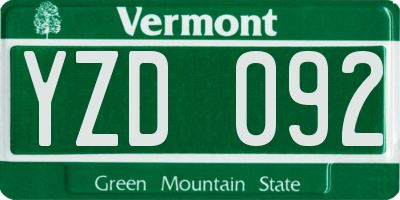 VT license plate YZD092