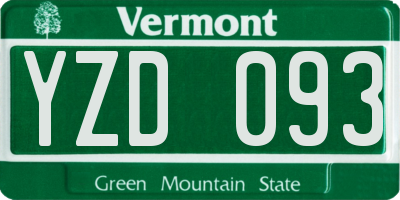 VT license plate YZD093