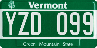 VT license plate YZD099