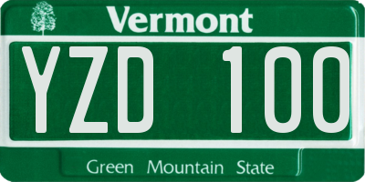 VT license plate YZD100